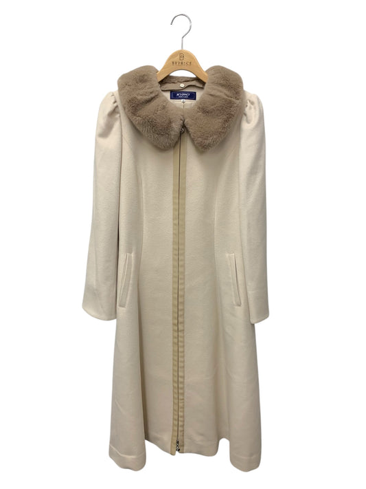 エムズグレイシー スーパー120ドレスコート 219613 コート 40 ベージュ  フェイクファー ウール 2way ダブルジップ IT9G21XUCJPS