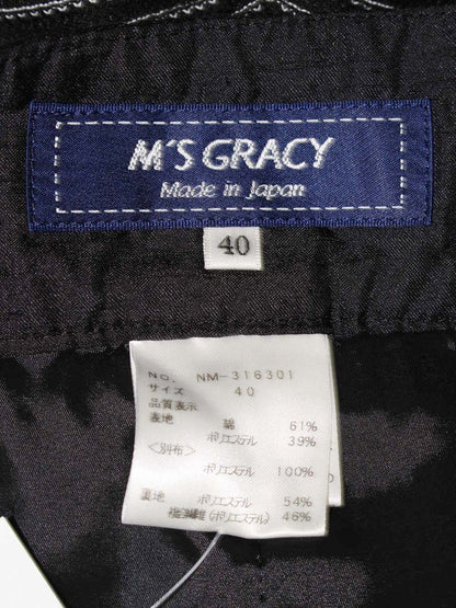 エムズグレイシー 316301 パンツ 40 ブラック ワイド ボーダー ITXC115O4M2A