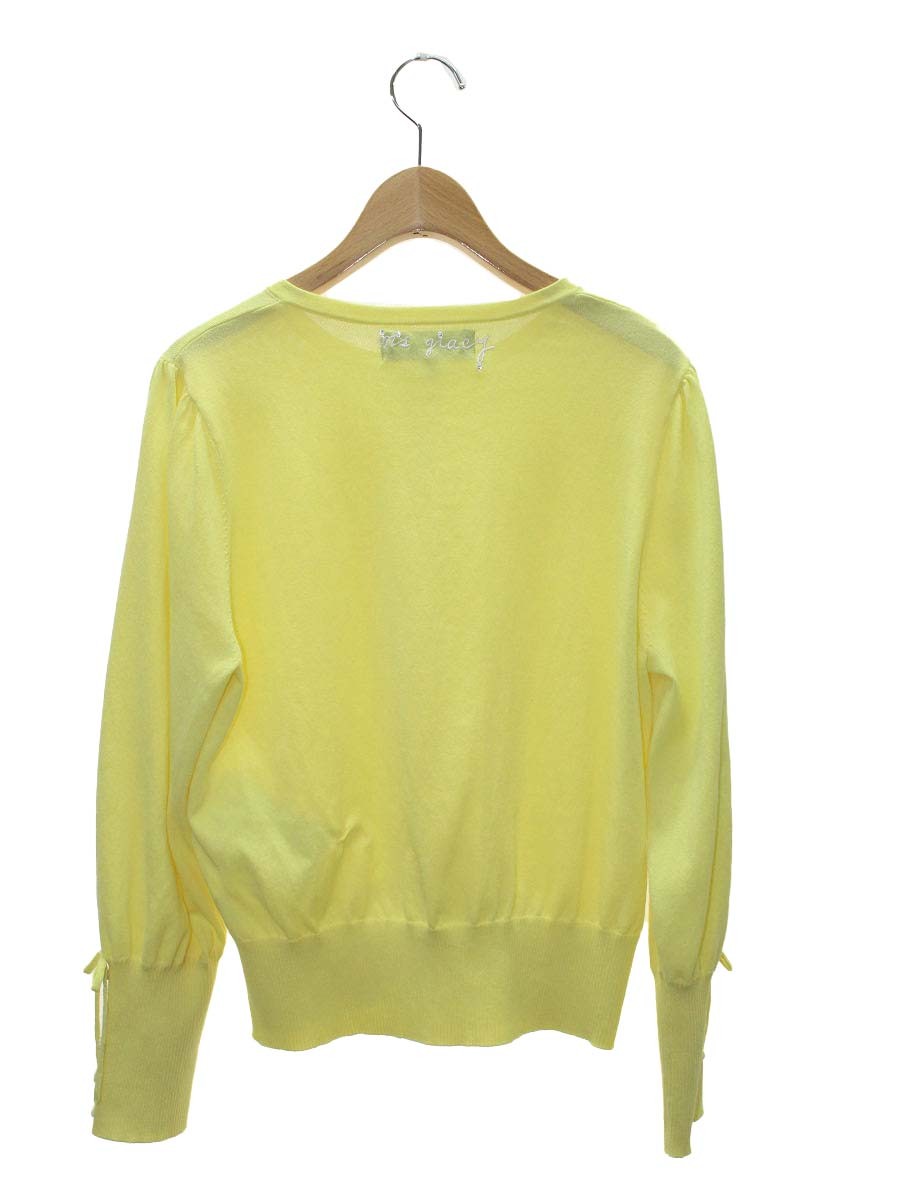 エムズグレイシー 518316 カーディガン 42 イエロー 袖リボン パフスリーブ IT3U466BPWUM