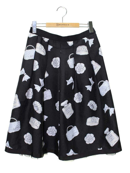 エムズグレイシー 117322 スカート 40 ブラック タック フリル アイコン ITS3YKLAHN8M