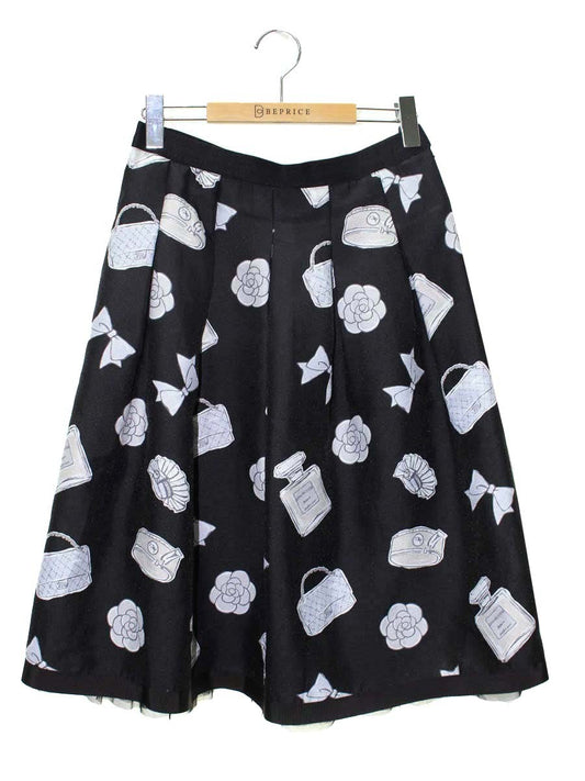 エムズグレイシー 117322 スカート 40 ブラック タック フリル アイコン ITS3YKLAHN8M