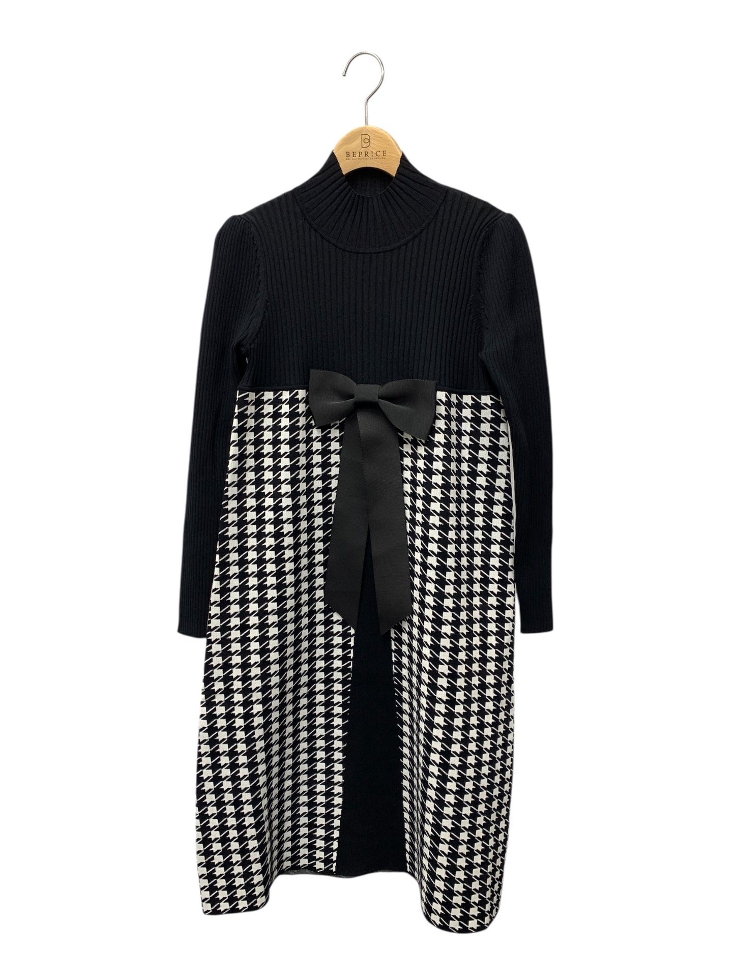 エムズグレイシー 千鳥柄ニットドレス 118606 ワンピース 38 ブラック ITIMWZKCZ69U