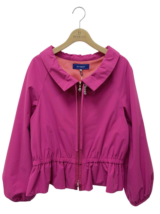 エムズグレイシー 414505 ブルゾンジャケット 40 ピンク フェイクパール カメリアジップ ITM7BD8EQZGY