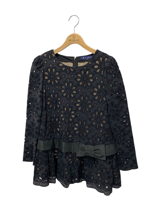 エムズグレイシー 320117 チュニック 38 ブラック リボン フラワーモチーフ IT6DK07D25JM