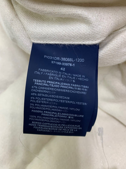 ヘルノ リゾートライン PI031DR-38088L ダウンコート 42 ホワイト カシミヤ・シルク混 フォックスファー ラメ フード ITVAJIENVWFW