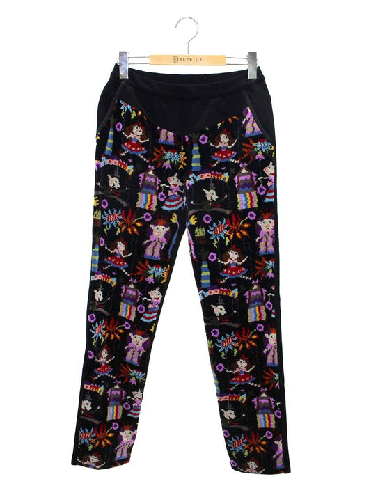 アルベロベロ 438765 パンツ F ブラック パイル地 ストレッチ アニマルモチーフ ITEXW40GIHDY