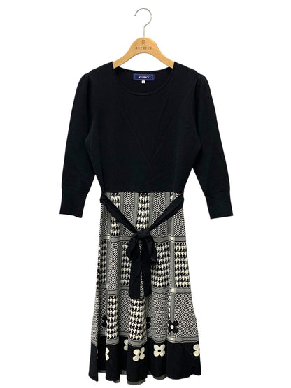 エムズグレイシー CheckｘFlower Knit One-piece 918525 ワンピース 38 ブラック ITKZIWFOZ9HW
