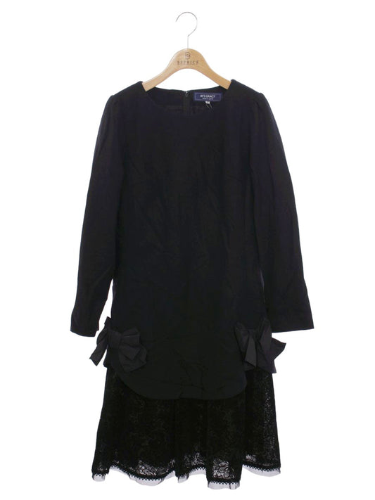 エムズグレイシー 811710 ワンピース 40 ブラック リボン 花 レース IT7045STJPTS