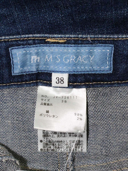 エムズグレイシー 726111 デニムパンツ 38 ブルー 裾フリンジ Mマーク ITMVIIIWJZSO