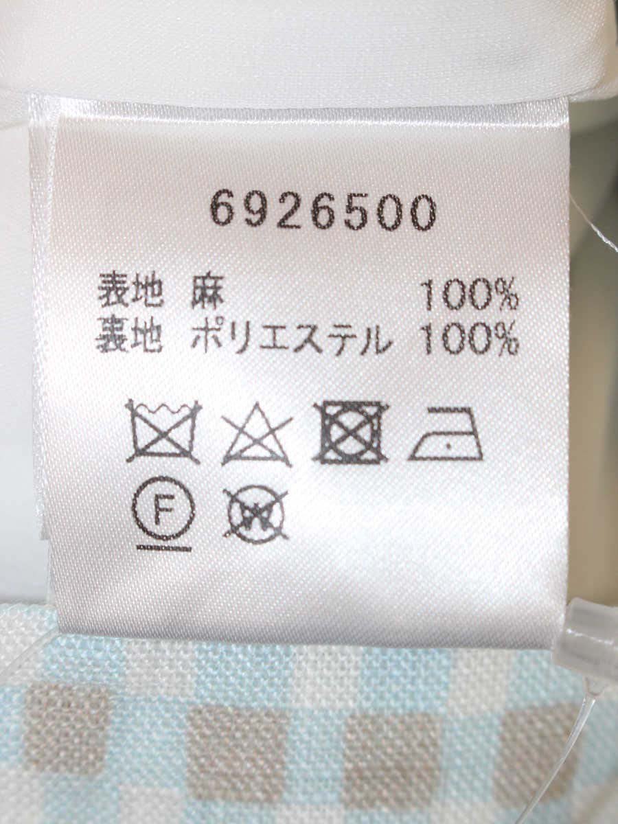 ルネ 6926500 ワンピース 34 ブルー チェック柄 TISSUE リネン ITNLISNYWZQI