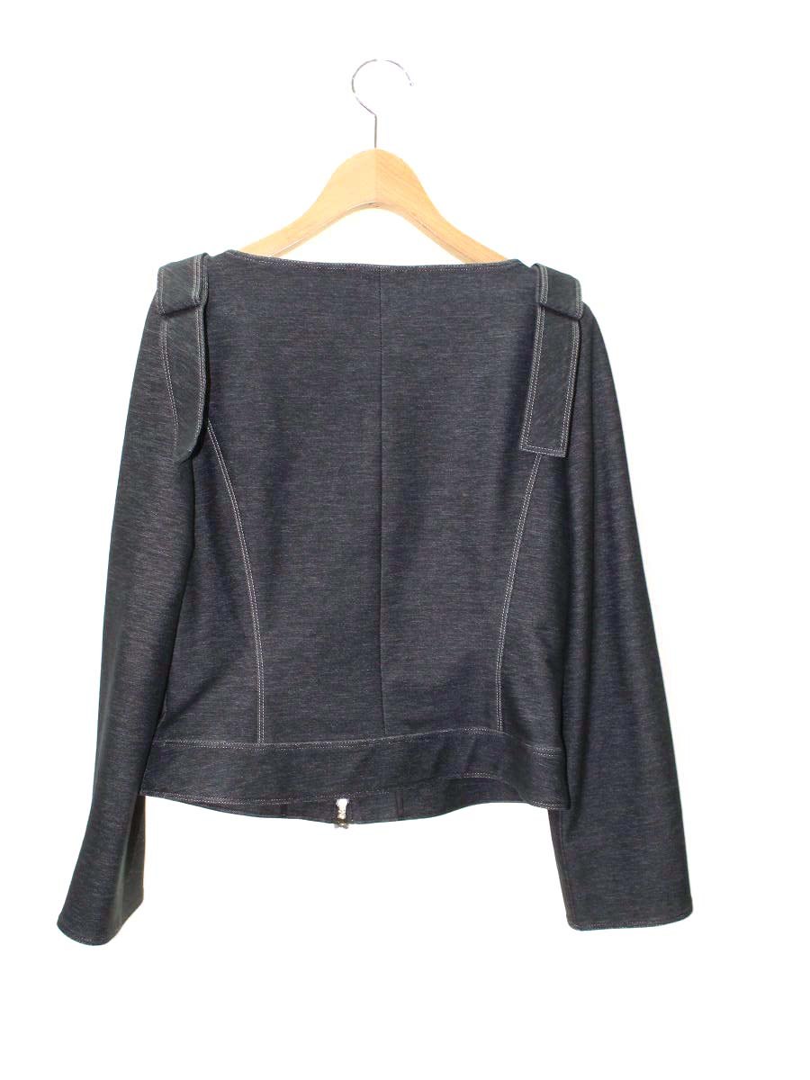 エムズグレイシー 914103 ジャケット 38 ネイビー カメリア Ｗジップ デニムカラー ITSML5VNSN5W