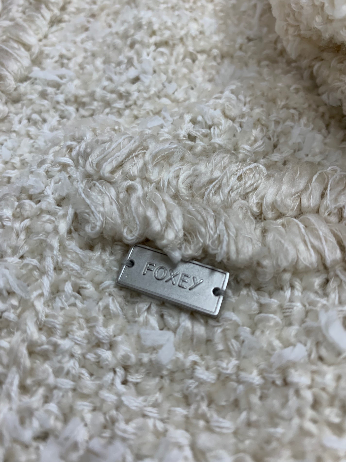 フォクシーブティック Knit Jacket Mirage 43270 ノーカラージャケット 38 ベージュ ツイード調 キュプラ混 麻混 ITGG03YTYTQM