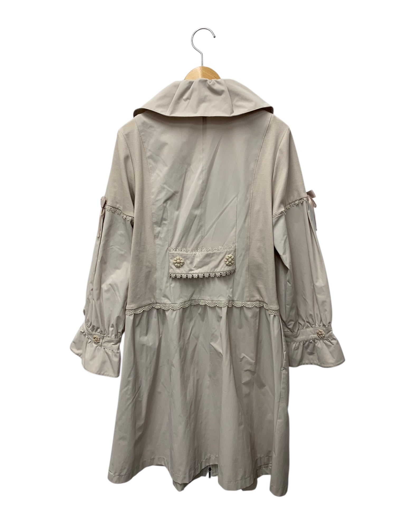 スーパービューティー スプリングコート 42 ベージュ 切替 フリル