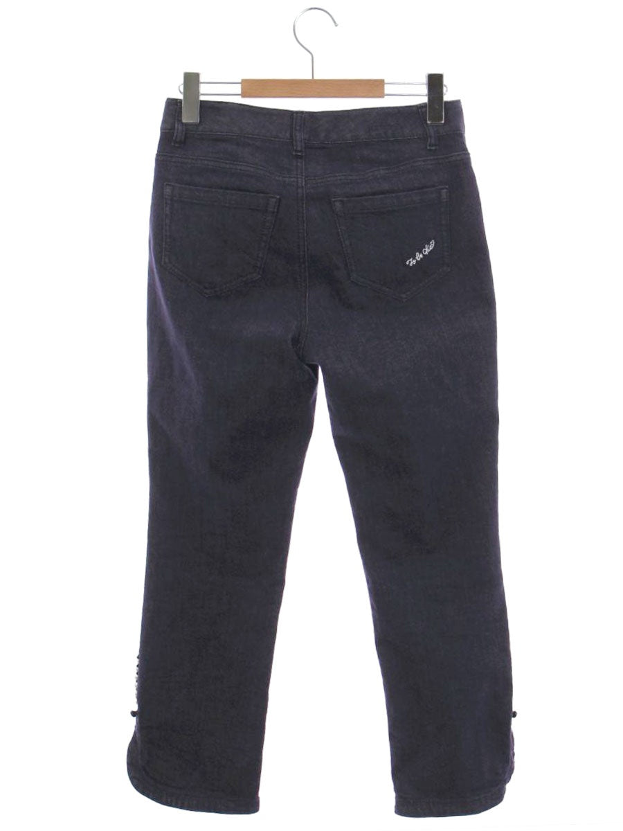 トゥービーシック W5R07-565-29 デニムパンツ 38 ネイビー パールビジュー ITF14Q0IUV7K