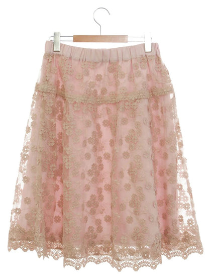 スーパービューティー スカート 42 ピンク 花柄レース リボン付き ITVINQNY6K5Y