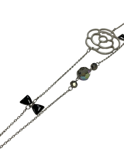 エムズグレイシー ネックレス シルバー カメリア リボン ストーン ITCNR8ZDISHX