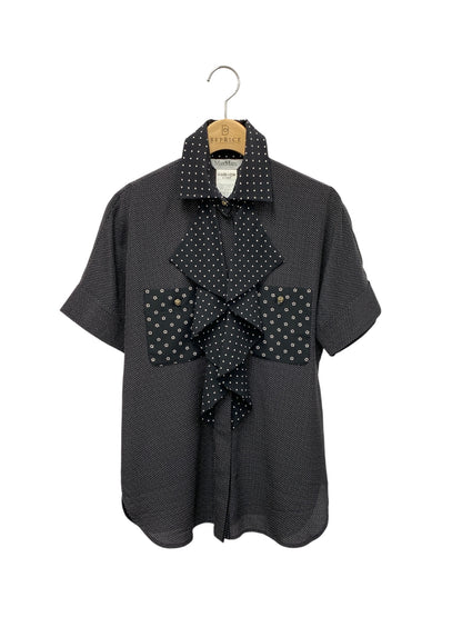 マックスマーラ 111109026 ブラウス 36 ブラック ドット フリル ITGBLNS6II5Q