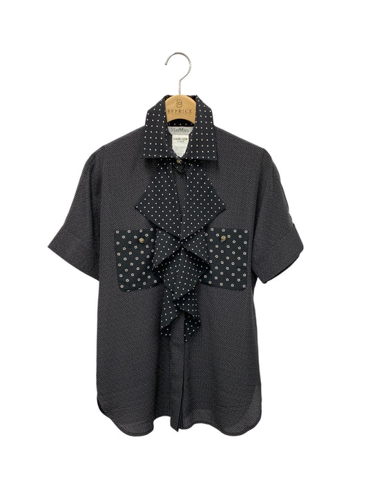 マックスマーラ 111109026 ブラウス 36 ブラック ドット フリル ITGBLNS6II5Q