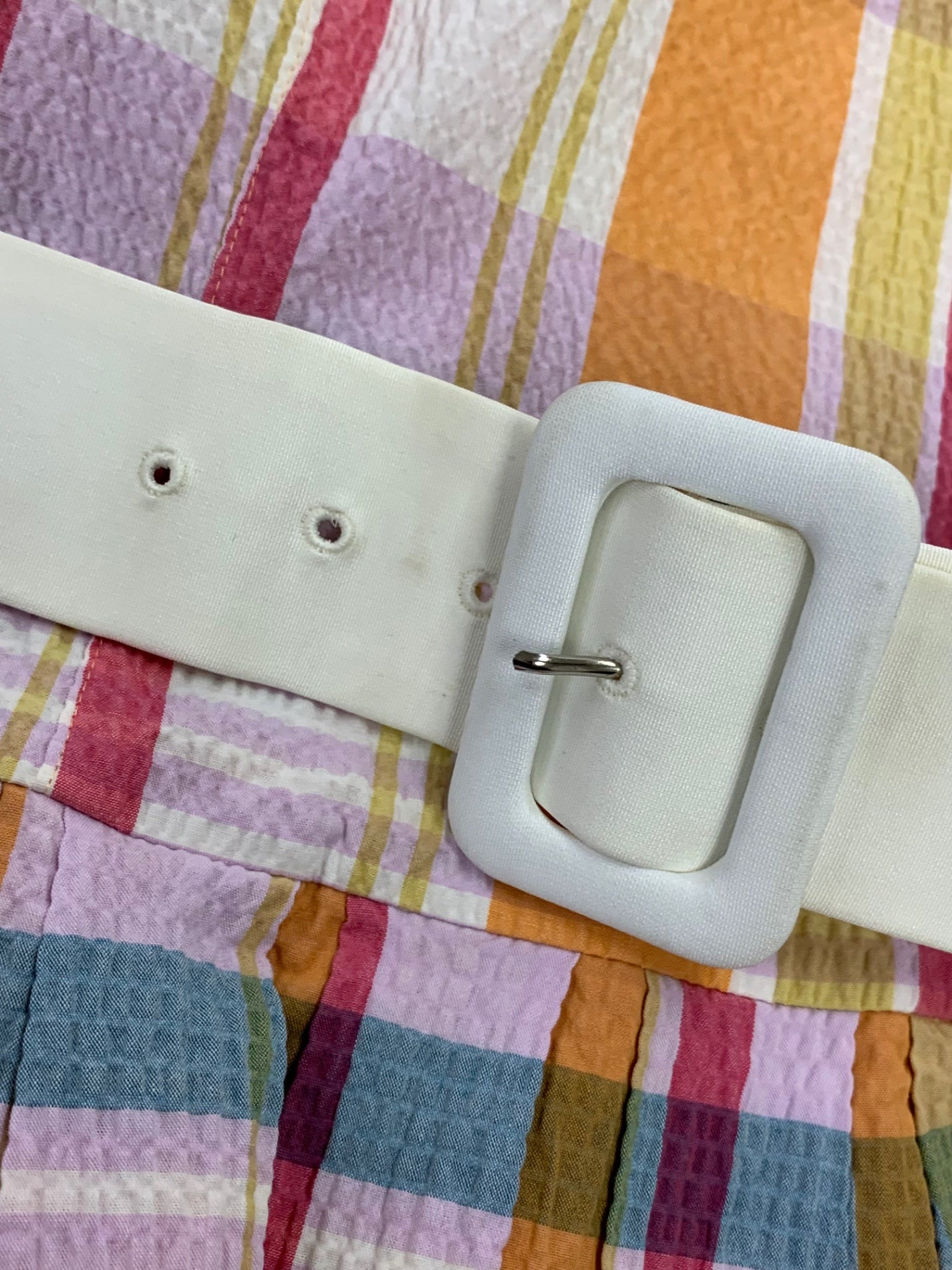 エムズグレイシー 311307 ワンピース 38 オレンジ チェック柄 バックジップ ITNFHXJH825C 【SALE】