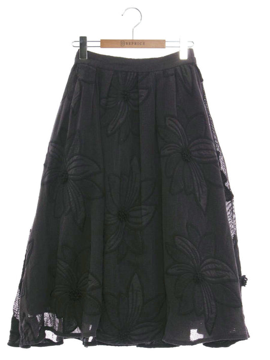 チェスティ 22H702 スカート 1 ブラック ビッグフラワーメッシュ ITFXHT77U5JC 【SALE】