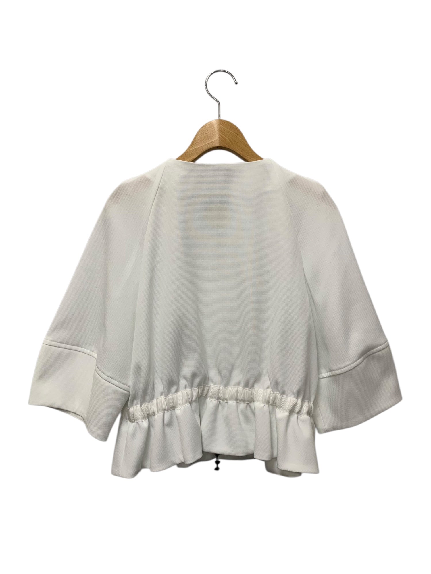 エムズグレイシーフリルジャケット38白日本製 エムズグレイシー コクーンスリーブジップアップジャケット 414306 38