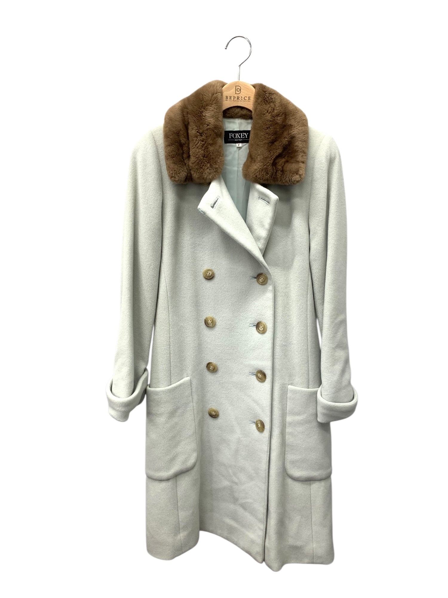 フォクシーブティック 5531 コート F ブルー ウール ヌートリア