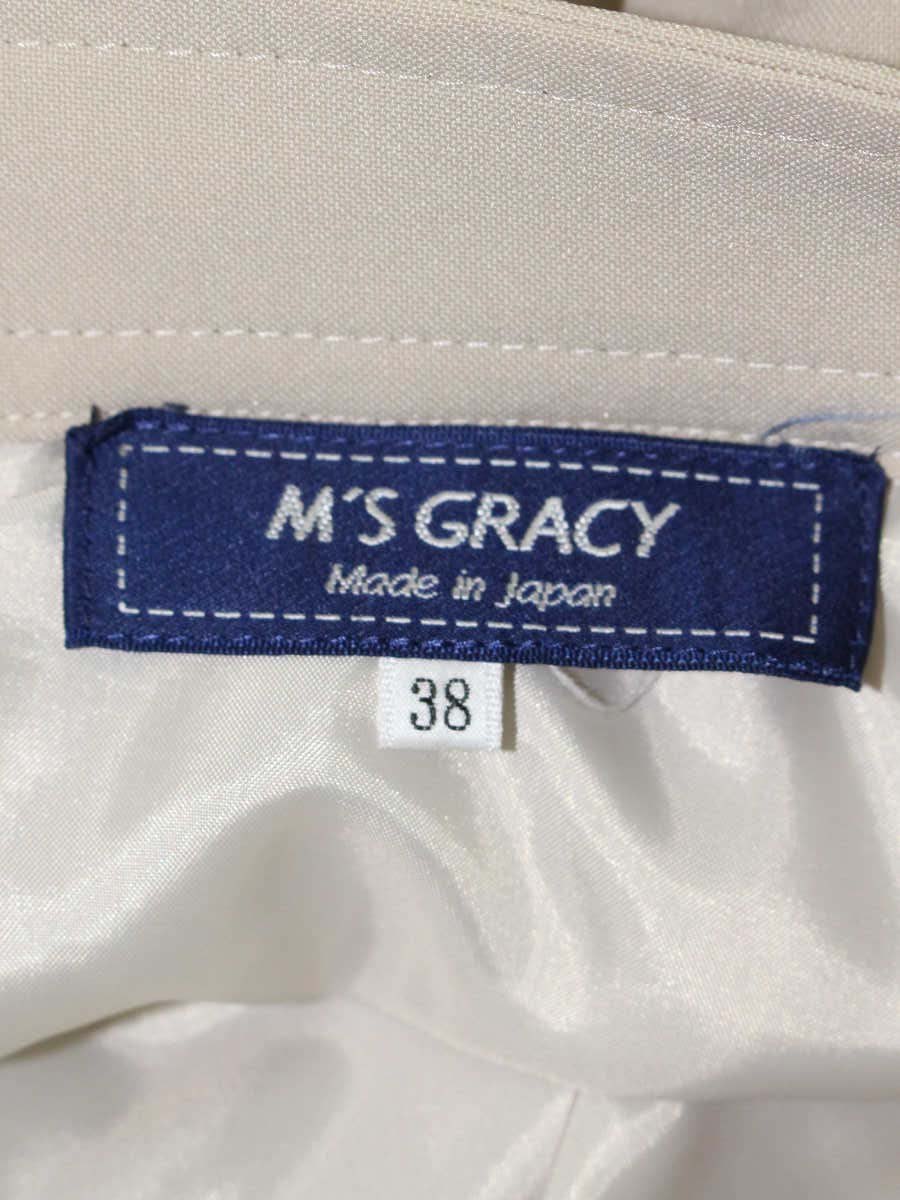 エムズグレイシー 317301 スカート 38 ベージュ パール付きフレア IT7E3W05DS86