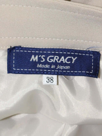 エムズグレイシー 317301 スカート 38 ベージュ パール付きフレア IT7E3W05DS86