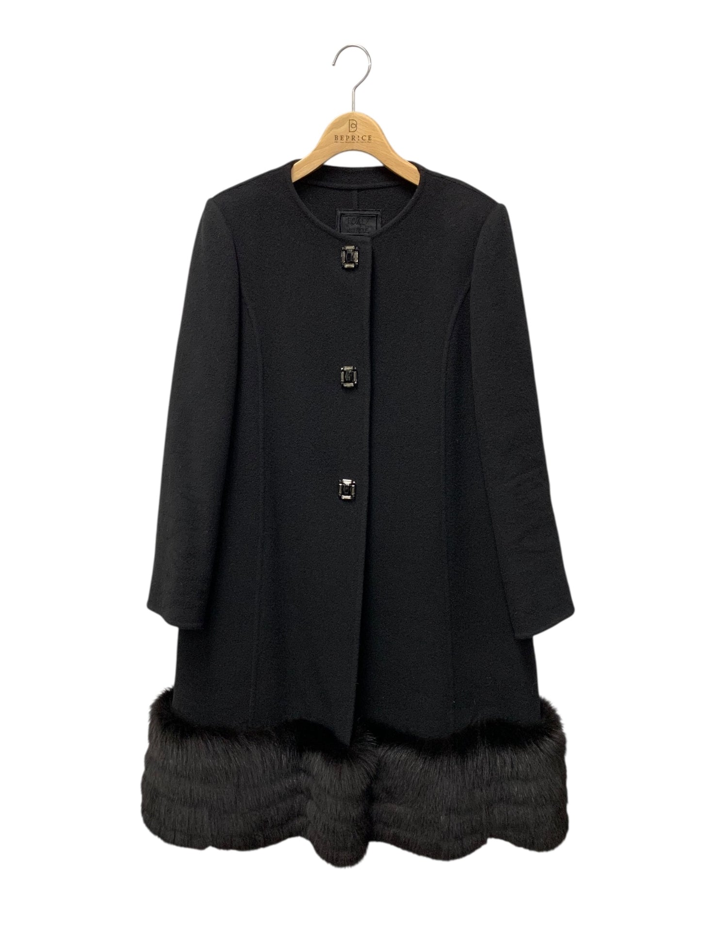 フォクシーブティック 37491 コート 38 ブラック フォックスファー カシミア ビジュー IT54P1OLEOQW