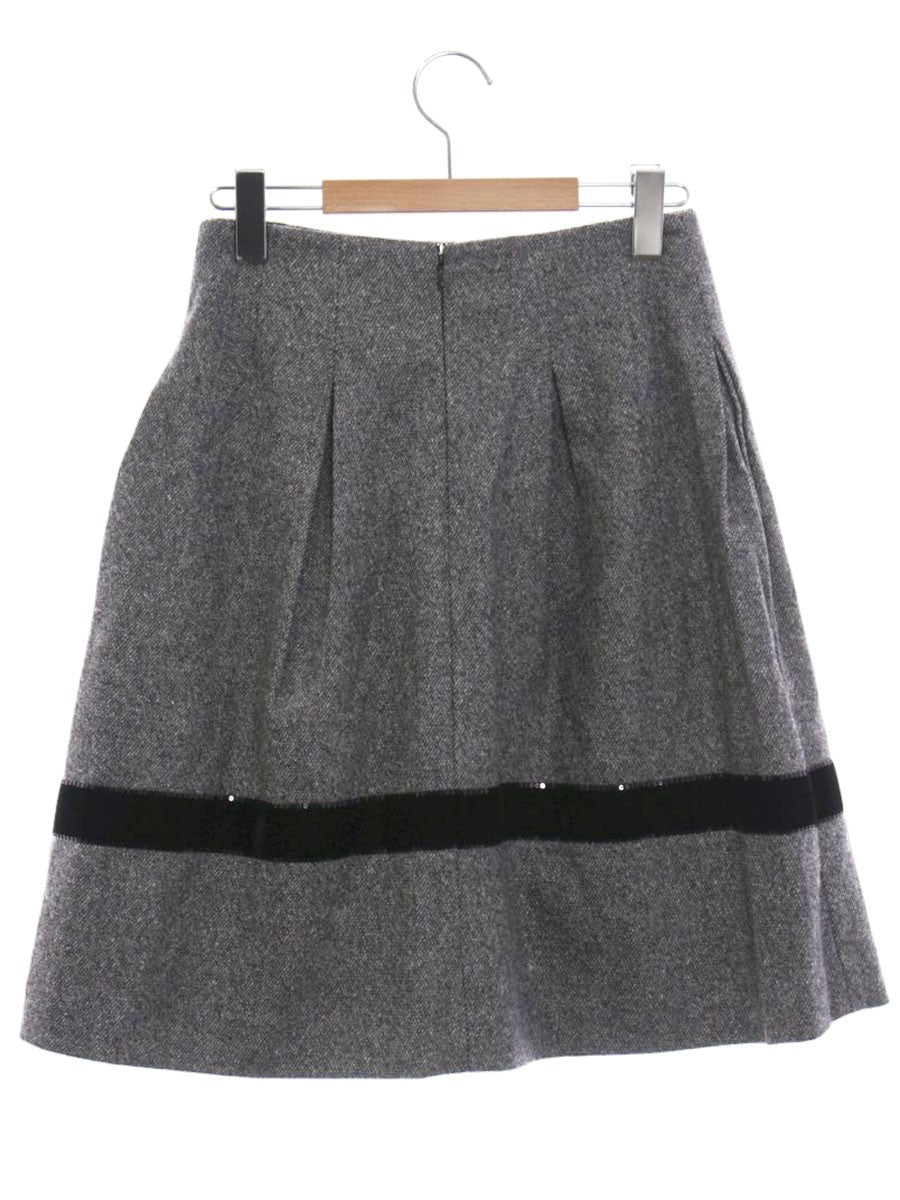 エムズグレイシー 917540 スカート 36 グレー ウール混 リボン タック ITFZ3QIOYHNU