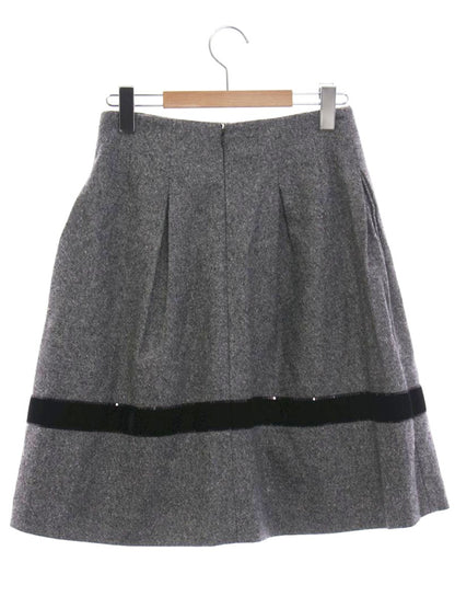 エムズグレイシー 917540 スカート 36 グレー ウール混 リボン タック ITFZ3QIOYHNU