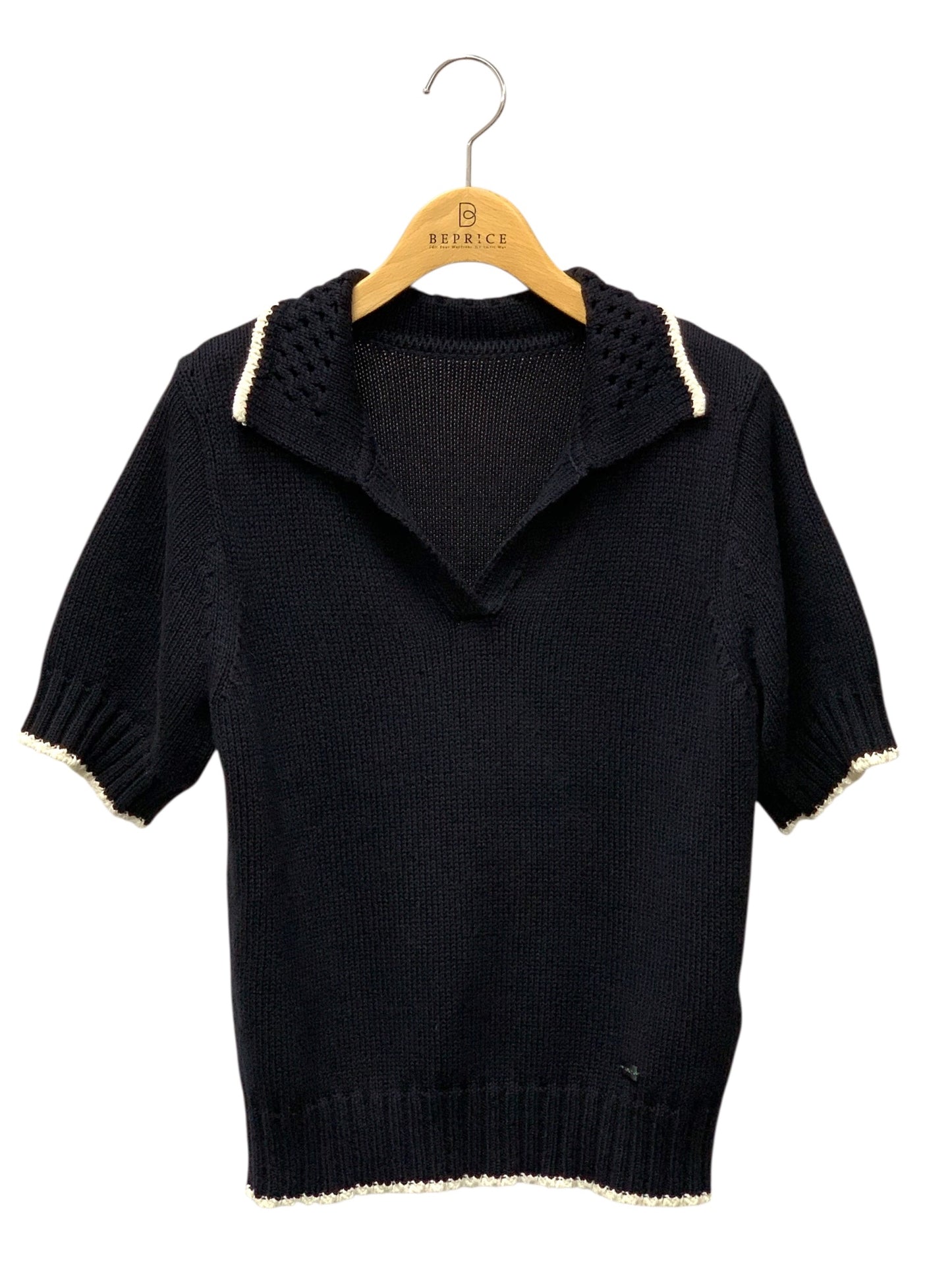フォクシーブティック Knit Top Jeanne 44410 ニット 40 ネイビー ポロ IT1JSILSGAMG