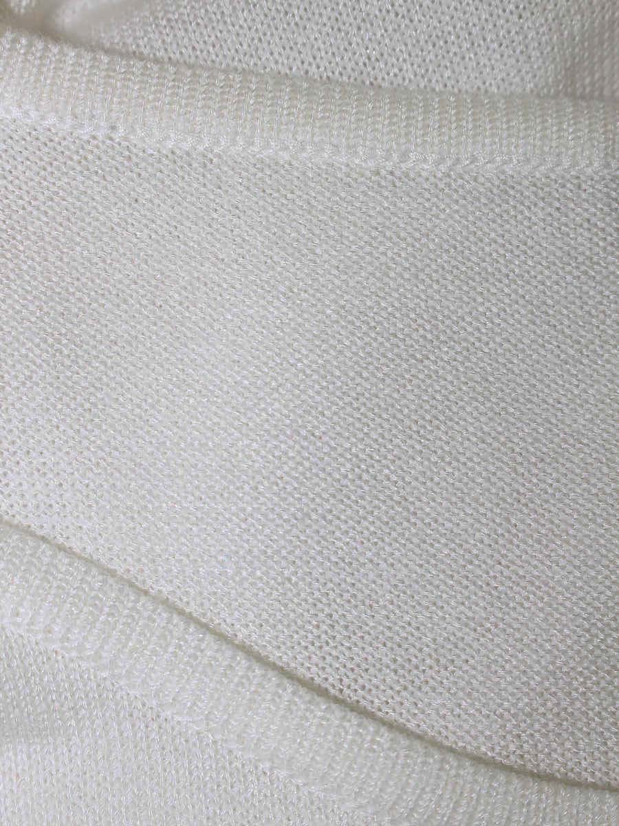 ルネ  basic 5722070 カーディガン 38 ホワイト メッシュスリーブ カメリアボタン IT6BZ08NMKVE