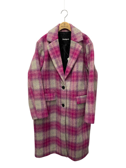 デシグアル Pink tartan coat 25SWEWX4 チェスターコート M ピンク タータンチェック ITFEJ7J99Z4L