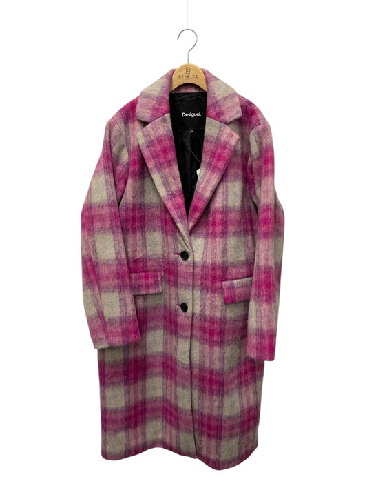 デシグアル Pink tartan coat 25SWEWX4 チェスターコート M ピンク タータンチェック ITFEJ7J99Z4L