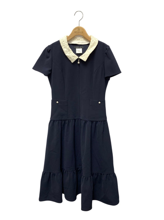 ルネ 5016250 ワンピース 34 ネイビー 2way ダブルジップ フェイクパール カメリア レース ギャザー ITP5N6NTLG68