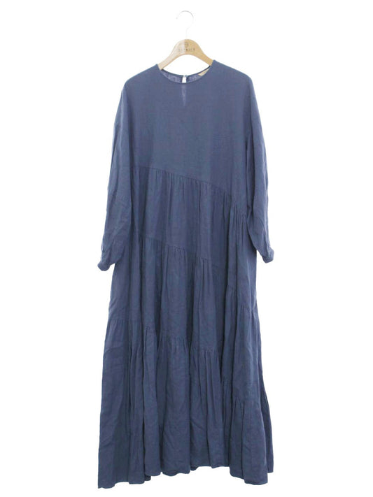 カレンソロジー CL209003ER シャツワンピース 36 ネイビー リネン混 パフスリーブ ITL25WB68IGU