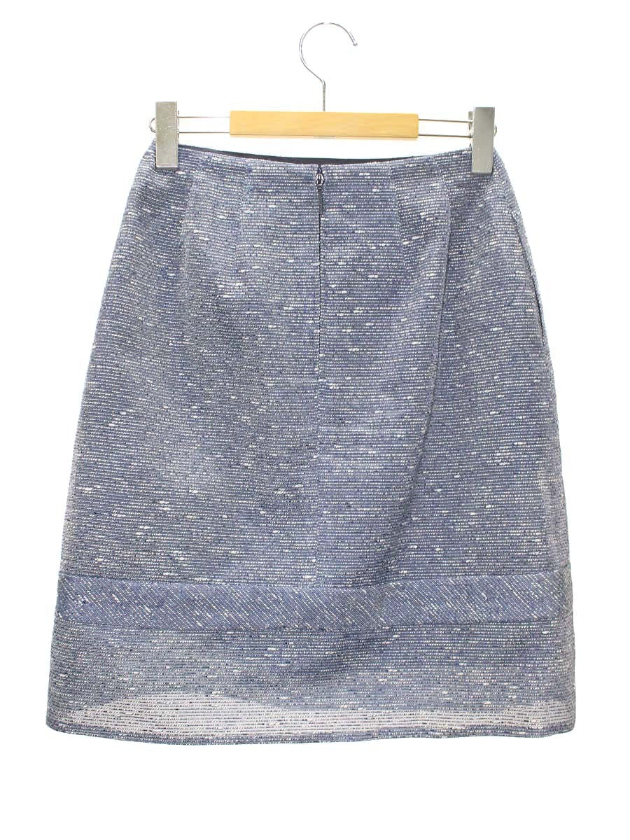 ルネ 6724220 スカート 34 ブルー TISSUE ツイード リボン ラインストーン フェイクパール ITXDA86Z35AY