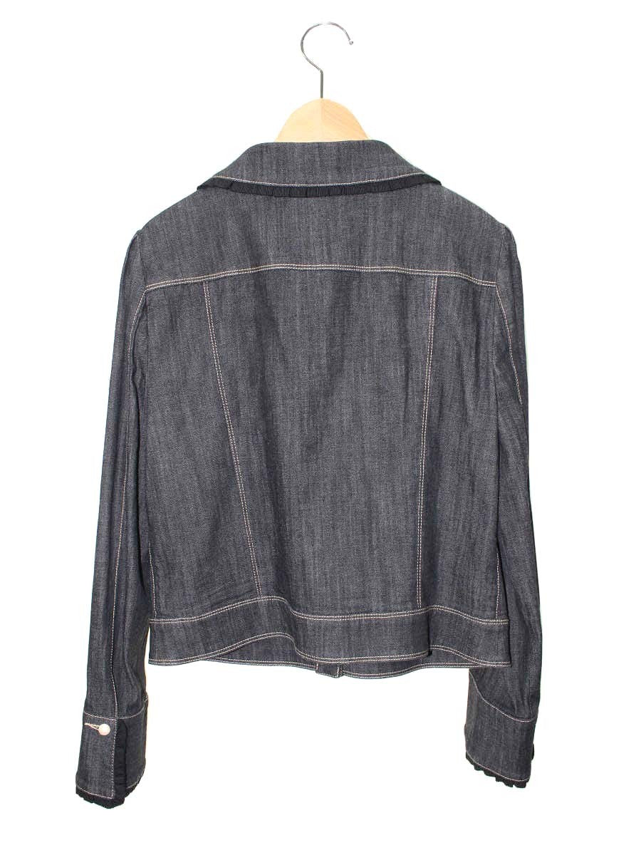 エムズグレイシー ビジューボタン付きデニムジャケット 214504 デニム パールボタン 42 ブラック コットン IT3P7X97GVOS