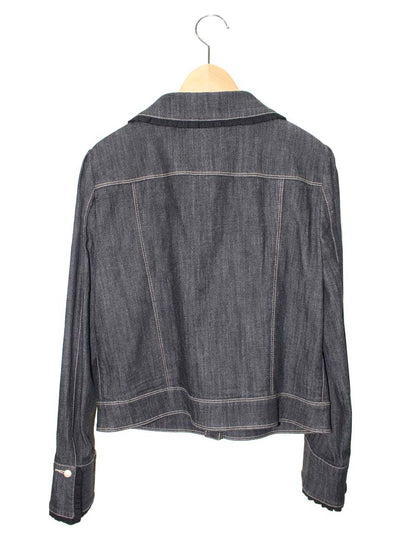 エムズグレイシー ビジューボタン付きデニムジャケット 214504 デニム パールボタン 42 ブラック コットン IT3P7X97GVOS