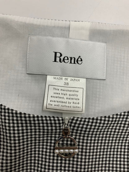 ルネ 6026680 ワンピース 38 ブラック ギンガムチェック フロントジップ IT8Q6UVSV2MO