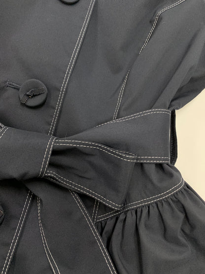 エムズグレイシー 819104 コート 40 ネイビー ステッチ フリル リボンベルト付き ITHIDSMRCPJM