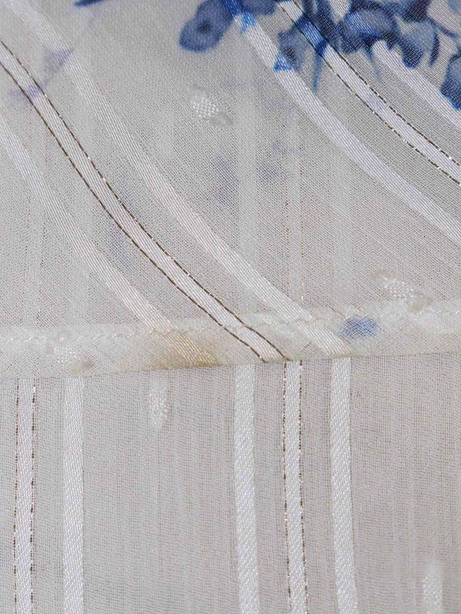 セルフォード CWF0241096 ワンピース 36 ホワイト フラワープリント シフォン ウエストギャザー IT2ZYMNJHFU8