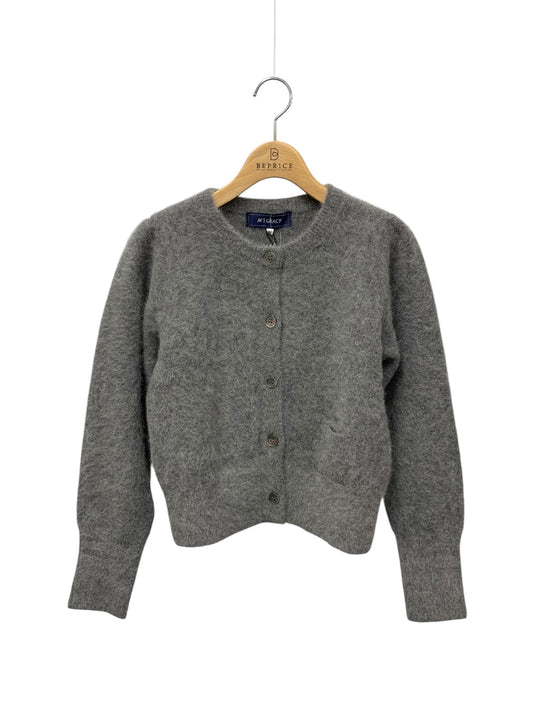 エムズグレイシー 518608 シンプルクルーネックニットカーディガン 38 グレー ITF5Z5A51L0G