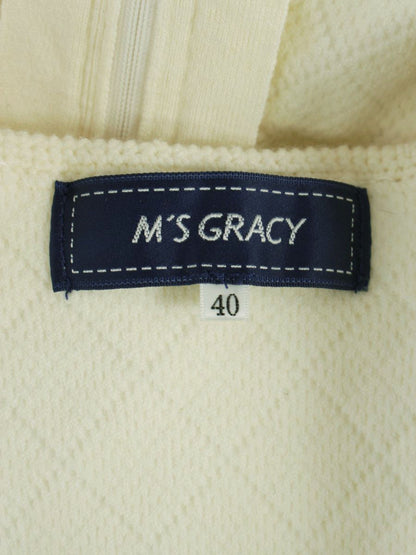 エムズグレイシー 728554 ノーカラージャケット 40 ホワイト パール キルティング ジップ ITKPGF29LX5C