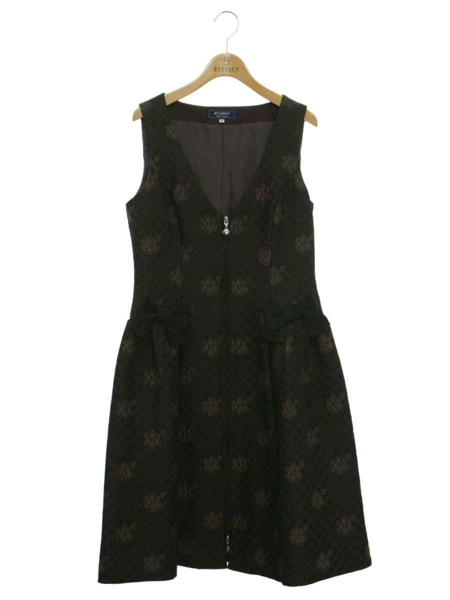 エムズグレイシー 311507 ジャンパースカート 40 ブラウン カメリア ダブルジップ チェック IT1GEEPWDYN8