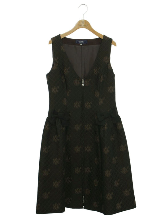 エムズグレイシー 311507 ジャンパースカート 40 ブラウン カメリア ダブルジップ チェック IT1GEEPWDYN8