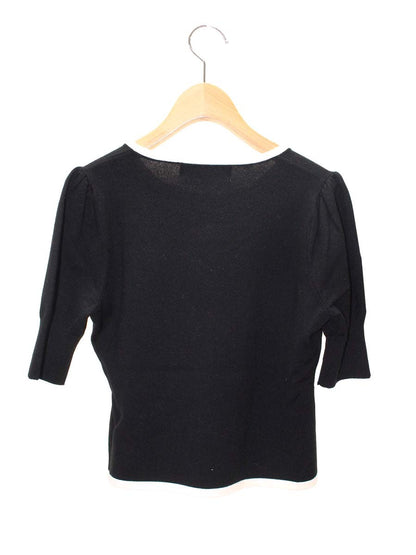 エムズグレイシー  ベルベットリボン付き半そでニット 118616 38 ブラック ITLQ9ENUPGLM