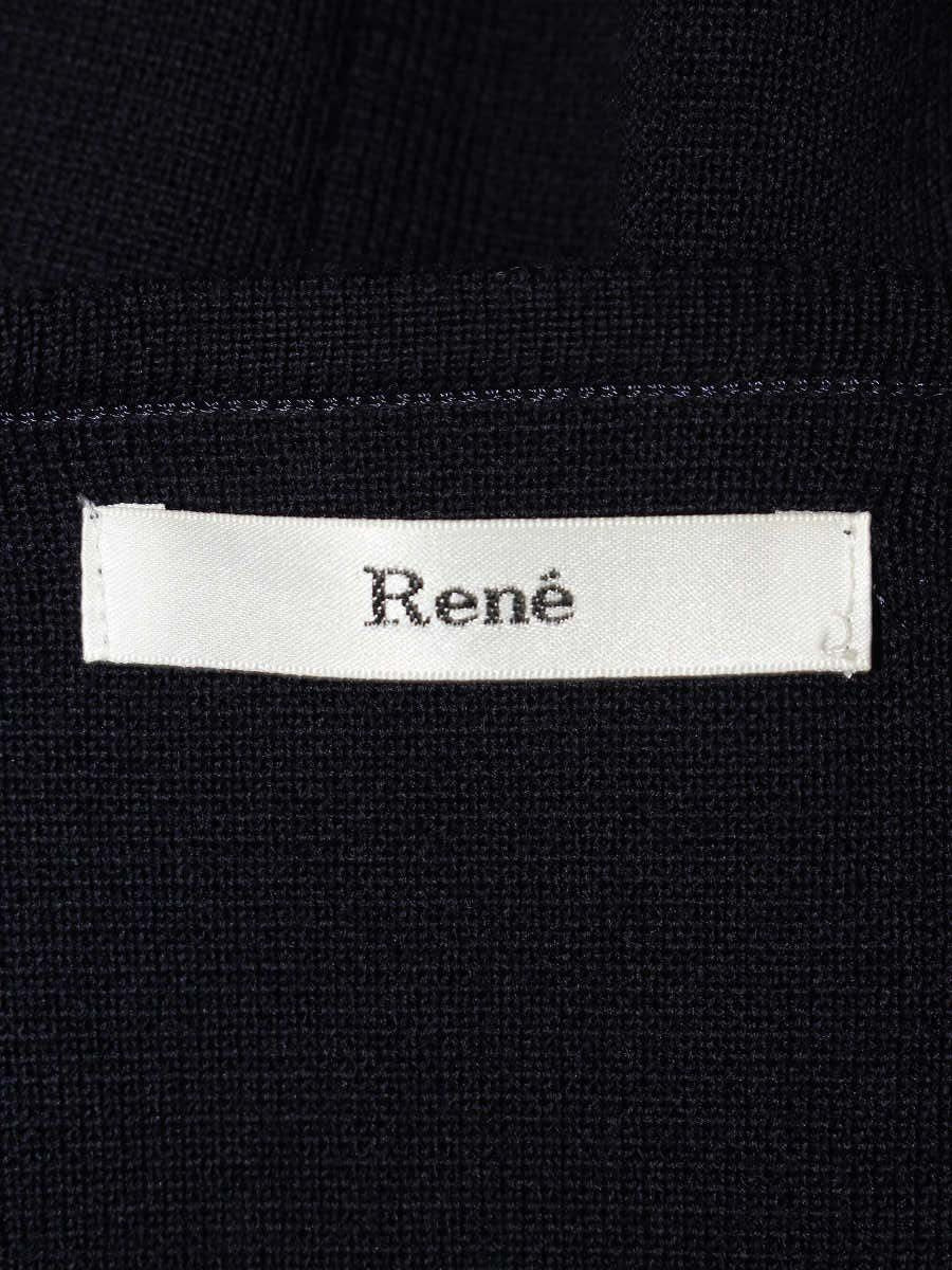 ルネ 6142540 ニットジャケット 36 ネイビー ノーカラー ITQ3GASBT9RM