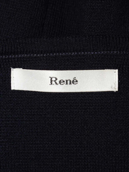 ルネ 6142540 ニットジャケット 36 ネイビー ノーカラー ITQ3GASBT9RM